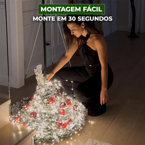 Árvore de Natal Rosé Auto Montável Instantâneo + Pisca Pisca de Natal 10m C/Controle
